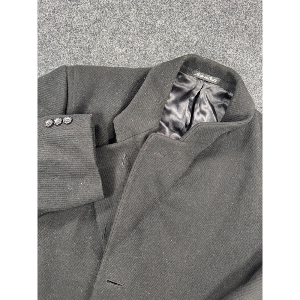 Tallia Uomo Men's Size 40 Black Wool Overcoat Long Coat Made in Italy